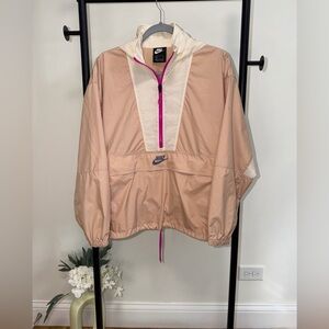 Nike Icon Clash Blush & Cream Half Zip Windbreaker | Retro Sporty | Size Small